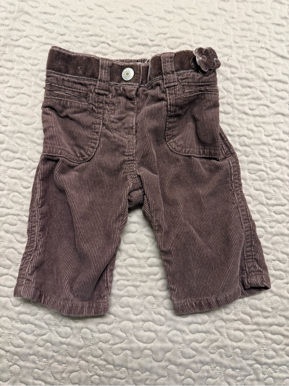 Old Navy Brown Corduroy Pants with Flower Accent